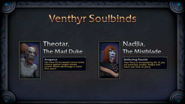 Exemplos de Soulbinds dos Venthyr